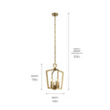 Four Light Pendant from the Abbotswell Collection in Natural Brass Finish by Kichler