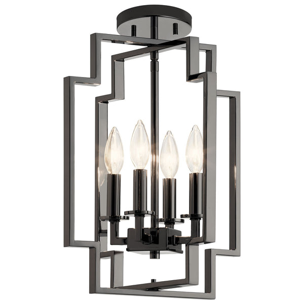 Four Light Pendant from the Downtown Deco Collection in Midnight Chrome Finish by Kichler