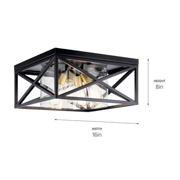 Four Light Flush Mount from the Moorgate Collection in Black Finish by Kichler