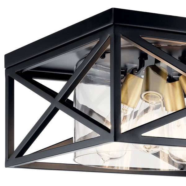 Four Light Flush Mount from the Moorgate Collection in Black Finish by Kichler
