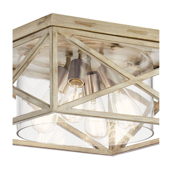 Four Light Flush Mount from the Moorgate Collection in Distressed Antique White Finish by Kichler
