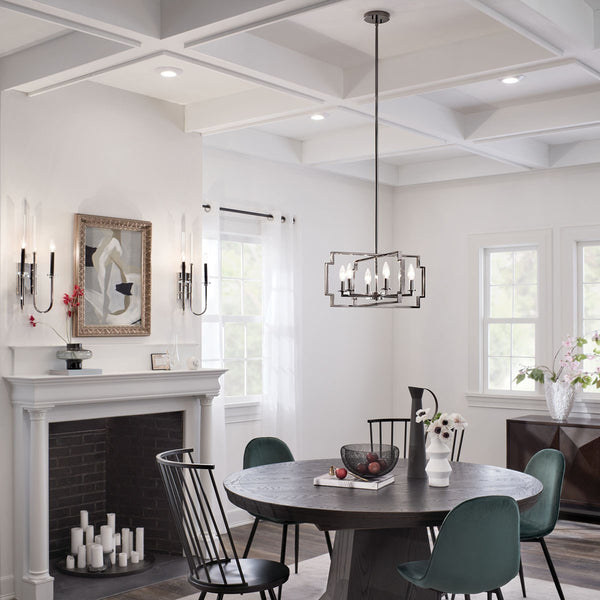 Six Light Chandelier/Semi Flush Mount from the Downtown Deco Collection in Midnight Chrome Finish by Kichler