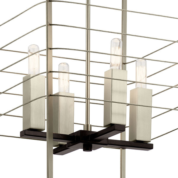 Four Light Foyer Pendant from the Lente Collection in Midnight Oak Finish by Kichler