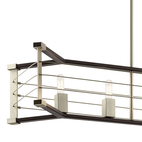 Seven Light Linear Chandelier from the Lente Collection in Midnight Oak Finish by Kichler