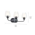 Three Light Bath from the Valserrano Collection in Black Finish by Kichler