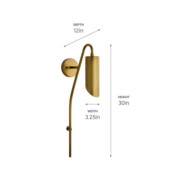 One Light Wall Sconce from the Trentino Collection in Natural Brass Finish by Kichler
