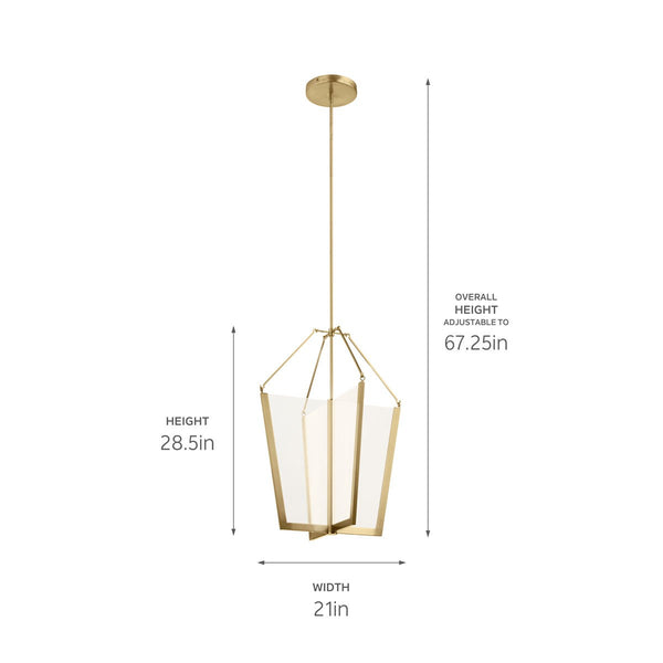 LED Foyer Pendant from the Calters Collection in Champagne Gold Finish by Kichler