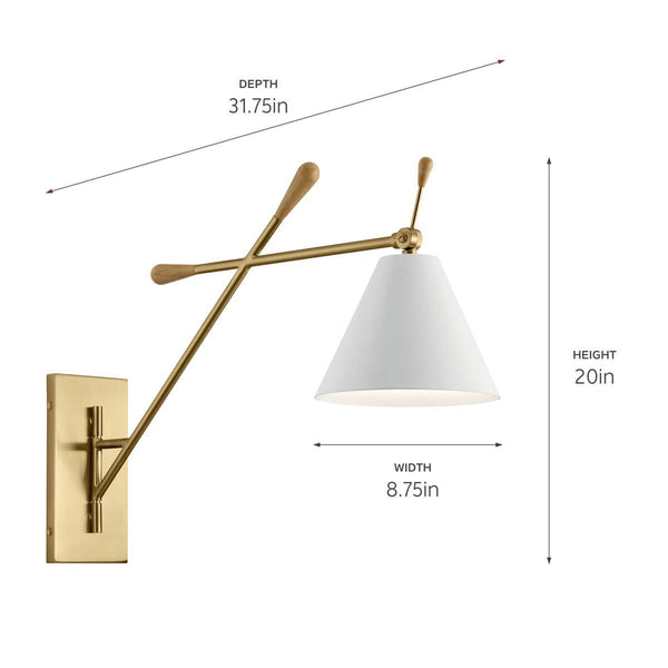One Light Wall Sconce from the Finnick Collection in Champagne Gold Finish by Kichler