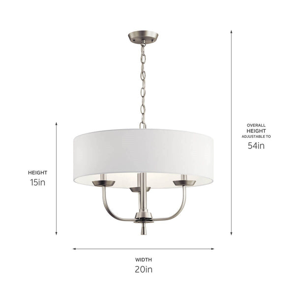 Three Light Chandelier from the Kennewick Collection in Brushed Nickel Finish by Kichler