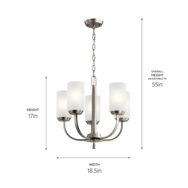 Five Light Chandelier from the Kennewick Collection in Brushed Nickel Finish by Kichler