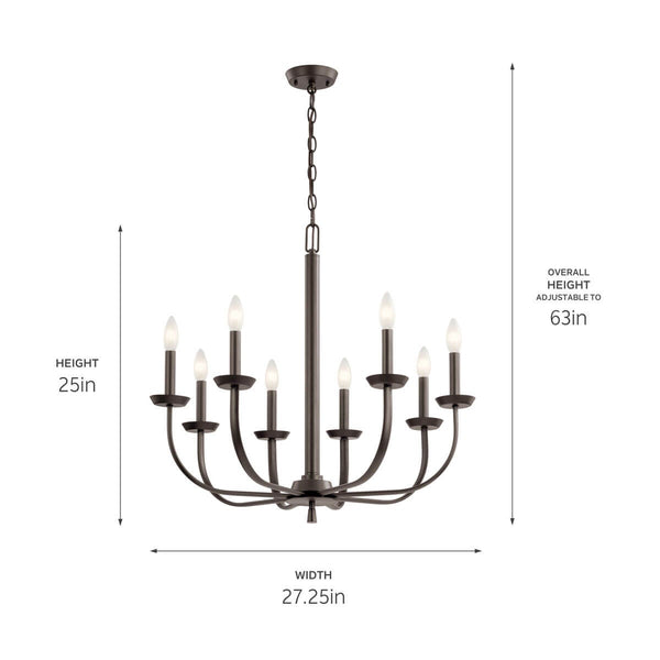 Eight Light Chandelier from the Kennewick Collection in Olde Bronze Finish by Kichler