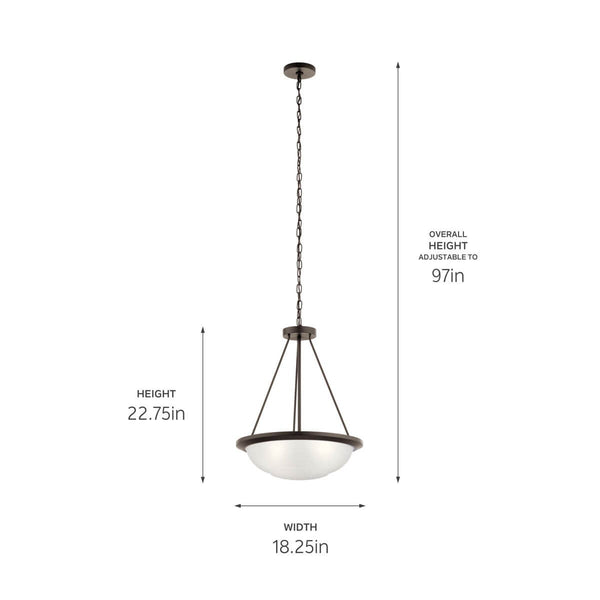 Three Light Pendant from the Ritson Collection in Olde Bronze Finish by Kichler