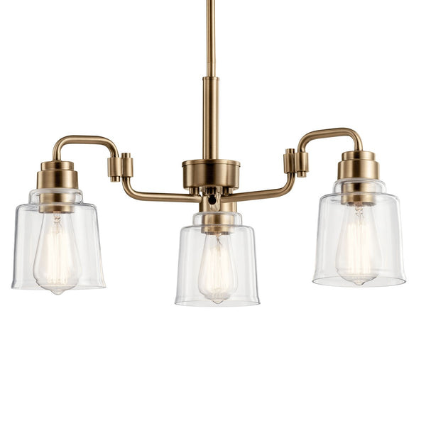 Three Light Chandelier from the Aivian Collection in Weathered Brass Finish by Kichler