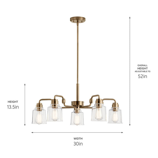 Five Light Chandelier from the Aivian Collection in Weathered Brass Finish by Kichler