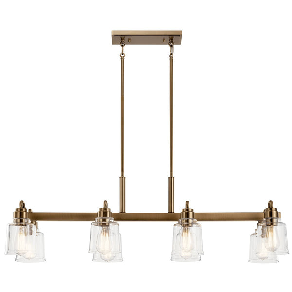 Eight Light Linear Chandelier from the Aivian Collection in Weathered Brass Finish by Kichler