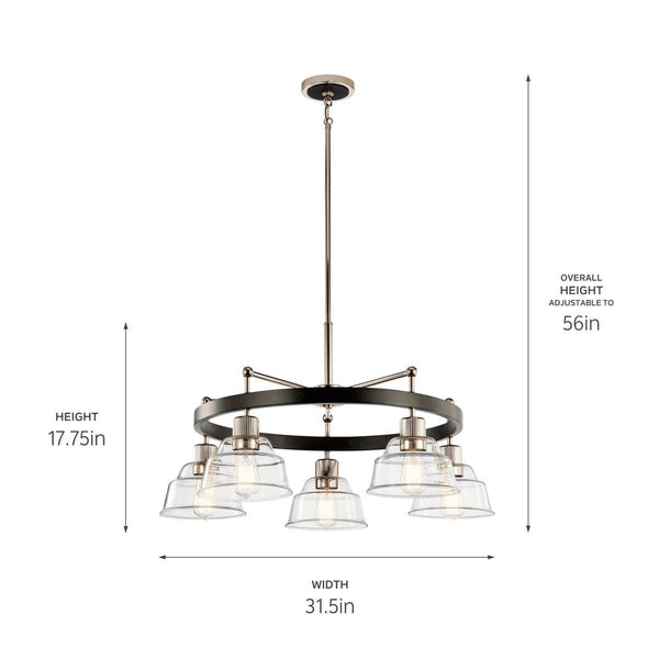 Five Light Chandelier from the Eastmont Collection in Polished Nickel Finish by Kichler