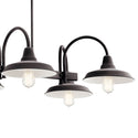 Six Light Linear Chandelier from the Marrus Collection in Weathered Zinc Finish by Kichler