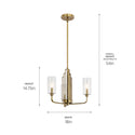 Three Light Chandelier from the Kimrose Collection in Brushed Natural Brass Finish by Kichler
