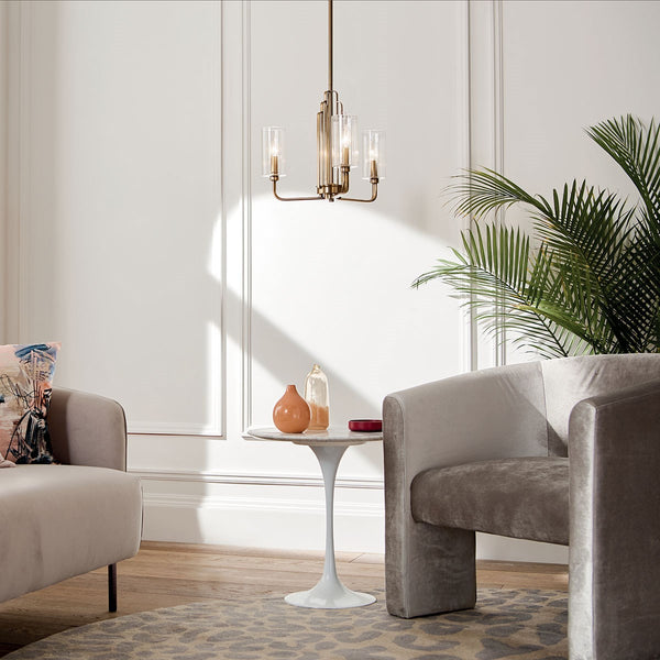 Three Light Chandelier from the Kimrose Collection in Brushed Natural Brass Finish by Kichler