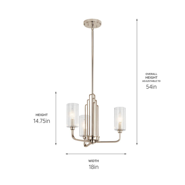 Three Light Chandelier from the Kimrose Collection in Polished Nickel Finish by Kichler