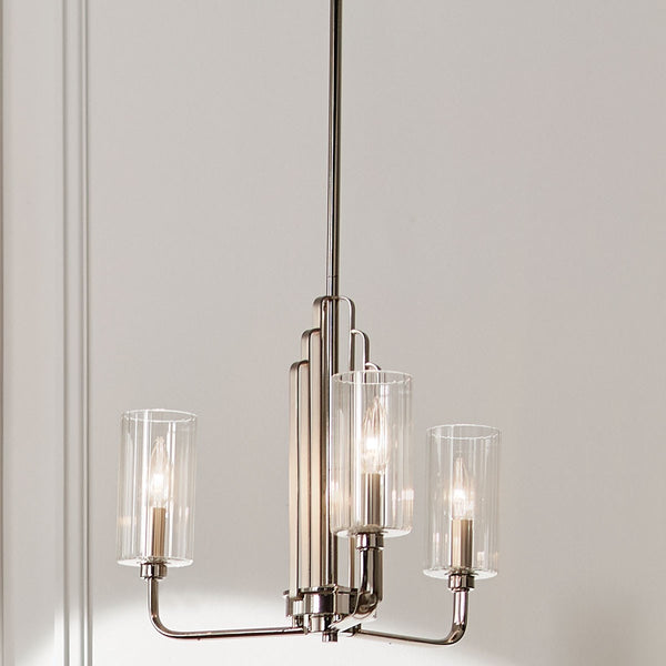 Three Light Chandelier from the Kimrose Collection in Polished Nickel Finish by Kichler
