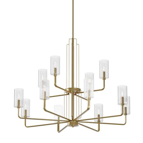 12 Light Chandelier from the Kimrose Collection in Brushed Natural Brass Finish by Kichler