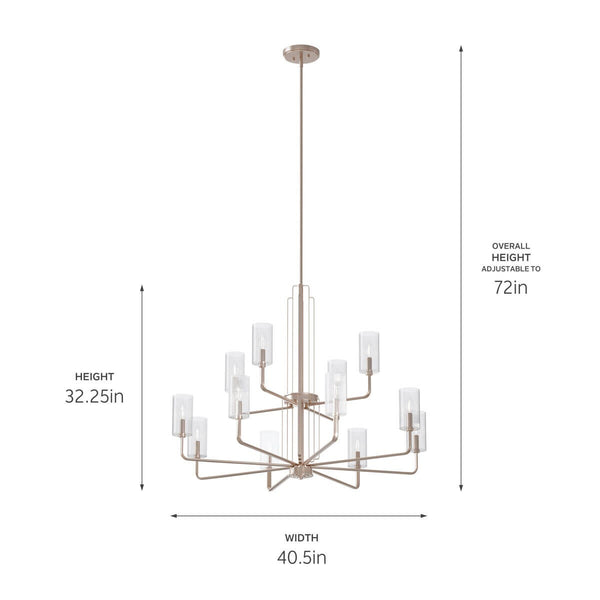 12 Light Chandelier from the Kimrose Collection in Polished Nickel Finish by Kichler