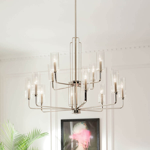 12 Light Chandelier from the Kimrose Collection in Polished Nickel Finish by Kichler
