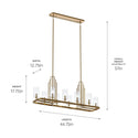 Ten Light Linear Chandelier from the Kimrose Collection in Brushed Natural Brass Finish by Kichler