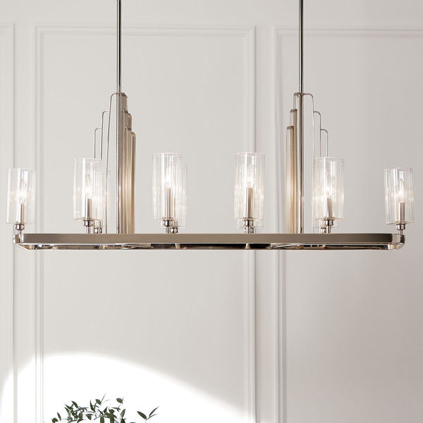 Ten Light Linear Chandelier from the Kimrose Collection in Polished Nickel Finish by Kichler