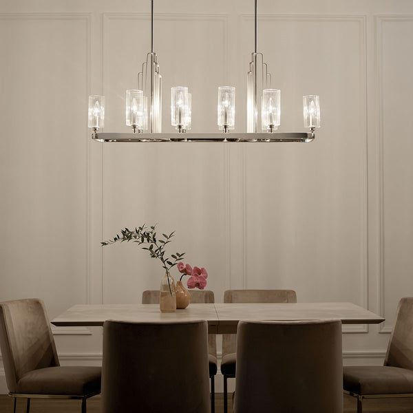Ten Light Linear Chandelier from the Kimrose Collection in Polished Nickel Finish by Kichler