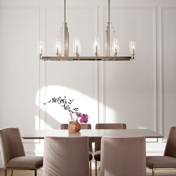 Ten Light Linear Chandelier from the Kimrose Collection in Polished Nickel Finish by Kichler