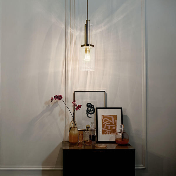 One Light Mini Pendant from the Kimrose Collection in Brushed Natural Brass Finish by Kichler