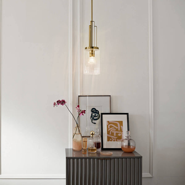 One Light Mini Pendant from the Kimrose Collection in Brushed Natural Brass Finish by Kichler