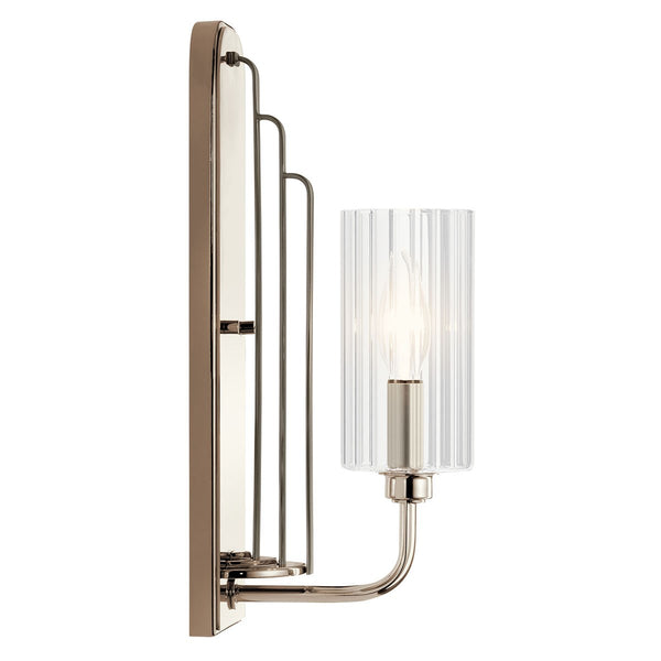 One Light Wall Sconce from the Kimrose Collection in Polished Nickel Finish by Kichler
