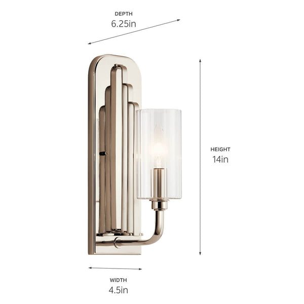 One Light Wall Sconce from the Kimrose Collection in Polished Nickel Finish by Kichler
