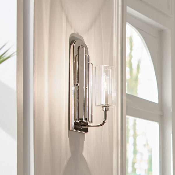 One Light Wall Sconce from the Kimrose Collection in Polished Nickel Finish by Kichler