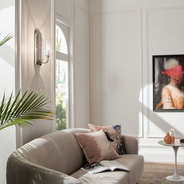 One Light Wall Sconce from the Kimrose Collection in Polished Nickel Finish by Kichler