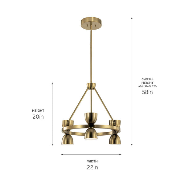LED Chandelier from the Baland Collection in Brushed Natural Brass Finish by Kichler