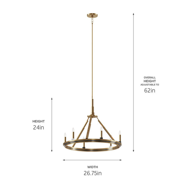 Six Light Chandelier from the Emmala Collection in Brushed Natural Brass Finish by Kichler