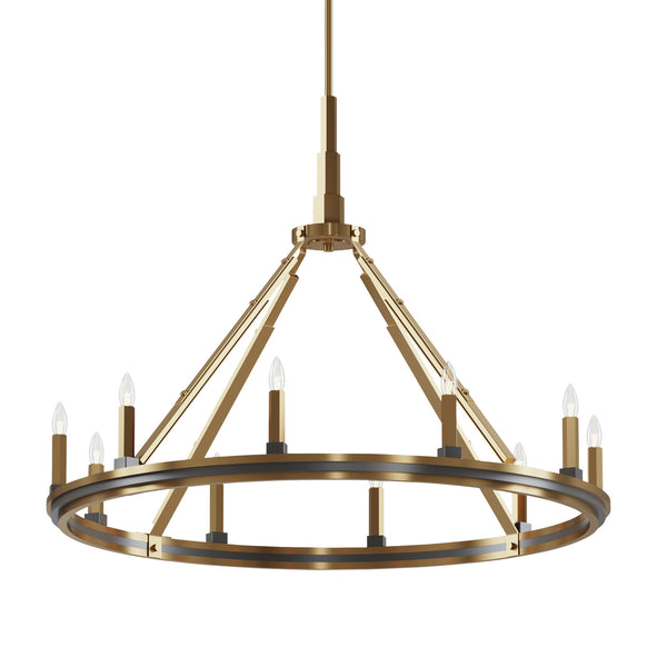 Ten Light Chandelier from the Emmala Collection in Brushed Natural Brass Finish by Kichler
