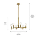Six Light Chandelier from the Torvee Collection in Brushed Natural Brass Finish by Kichler