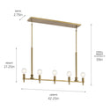 Five Light Linear Chandelier from the Torvee Collection in Brushed Natural Brass Finish by Kichler