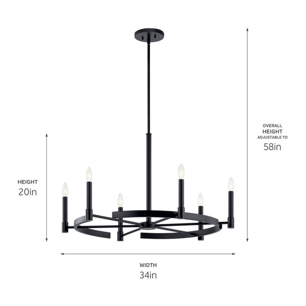 Six Light Chandelier from the Tolani Collection in Black Finish by Kichler
