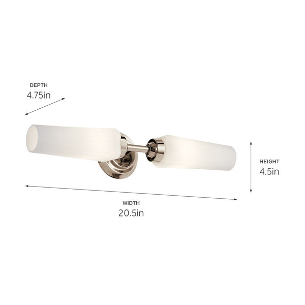 Two Light Wall Sconce from the Truby Collection in Polished Nickel Finish by Kichler