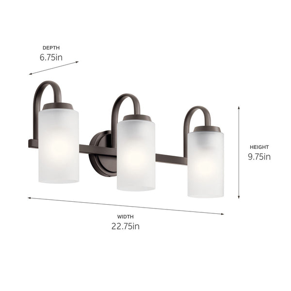 Three Light Bath from the Kennewick Collection in Olde Bronze Finish by Kichler
