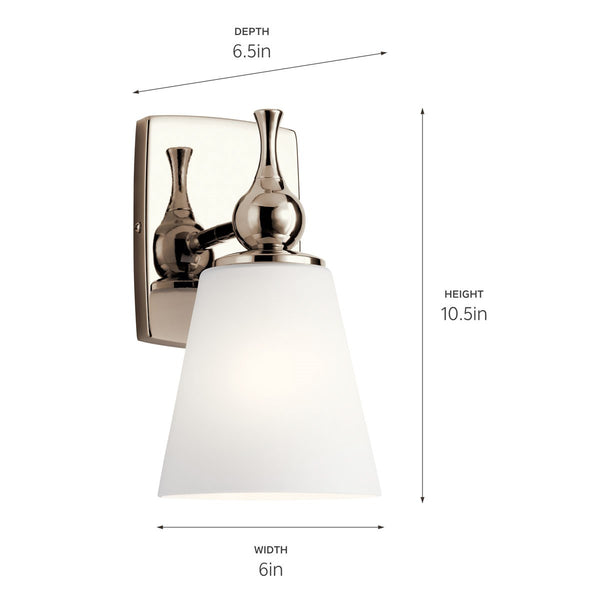 One Light Wall Sconce from the Cosabella Collection in Polished Nickel Finish by Kichler