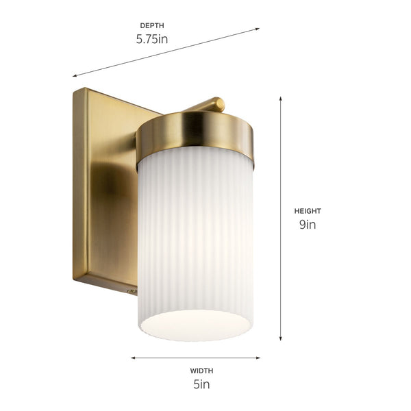 One Light Wall Sconce from the Ciona Collection in Brushed Natural Brass Finish by Kichler