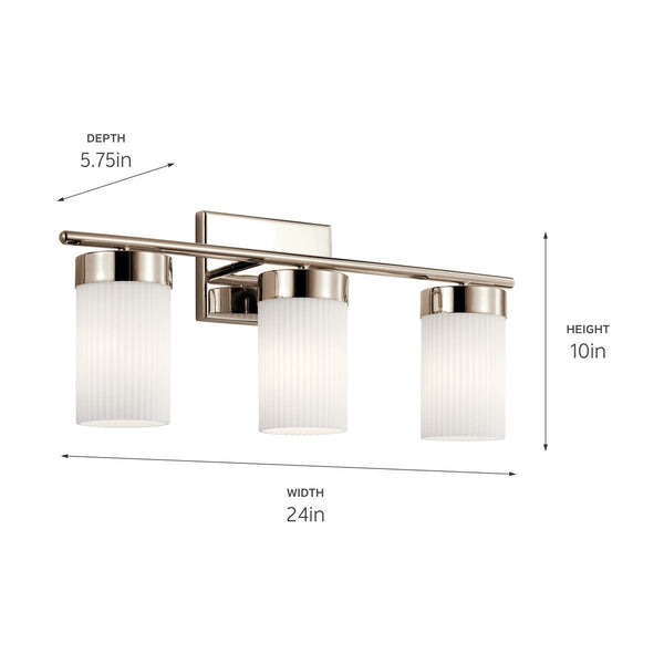 Three Light Bath from the Ciona Collection in Polished Nickel Finish by Kichler
