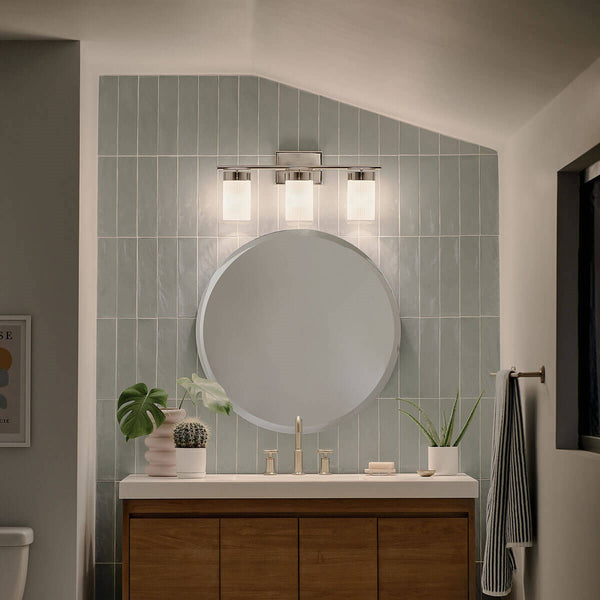 Three Light Bath from the Ciona Collection in Polished Nickel Finish by Kichler